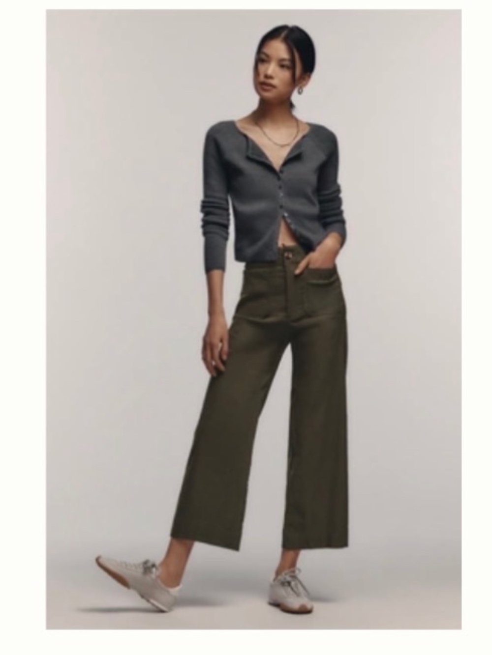 THE COLETTE MAGIC FABRIC CROP WIDE-LEG PANTS BY MAEVE, Size 31, color: fern